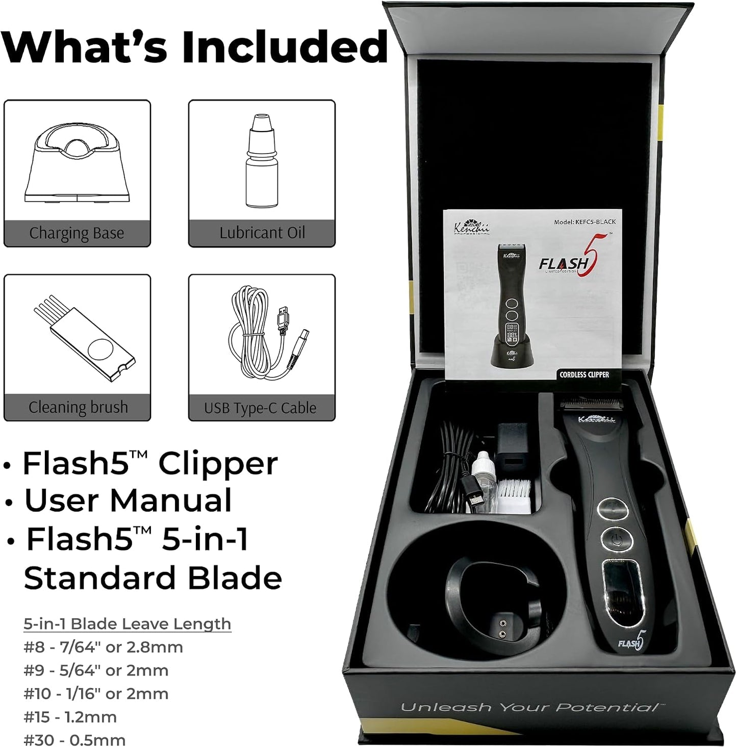 Flash 5 Matte Black 5-in-1 Pet Grooming Clipper with Digital LCD Display and Stay-Cool Blade for Precision Grooming - Ergonomic Design for Trimming and Shaping