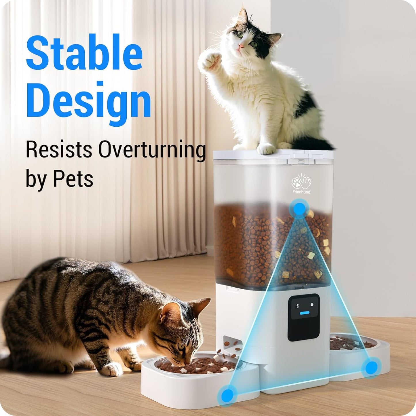 5G WiFi Enabled Dual Automatic Cat and Dog Feeder for Multiple Pets with APP Control, 7L Capacity, and Detachable Design for Easy Cleaning (Model ACF190W-C)