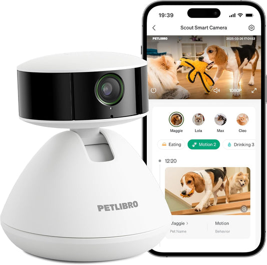PETLIBRO AI Indoor Dog Camera with Mobile App - Multi-Pet Recognition, Daily Activity Analysis, Smart Summaries, 360° View, 1080P Night Vision, 2-Way Audio, WiFi Enabled Cat Cam