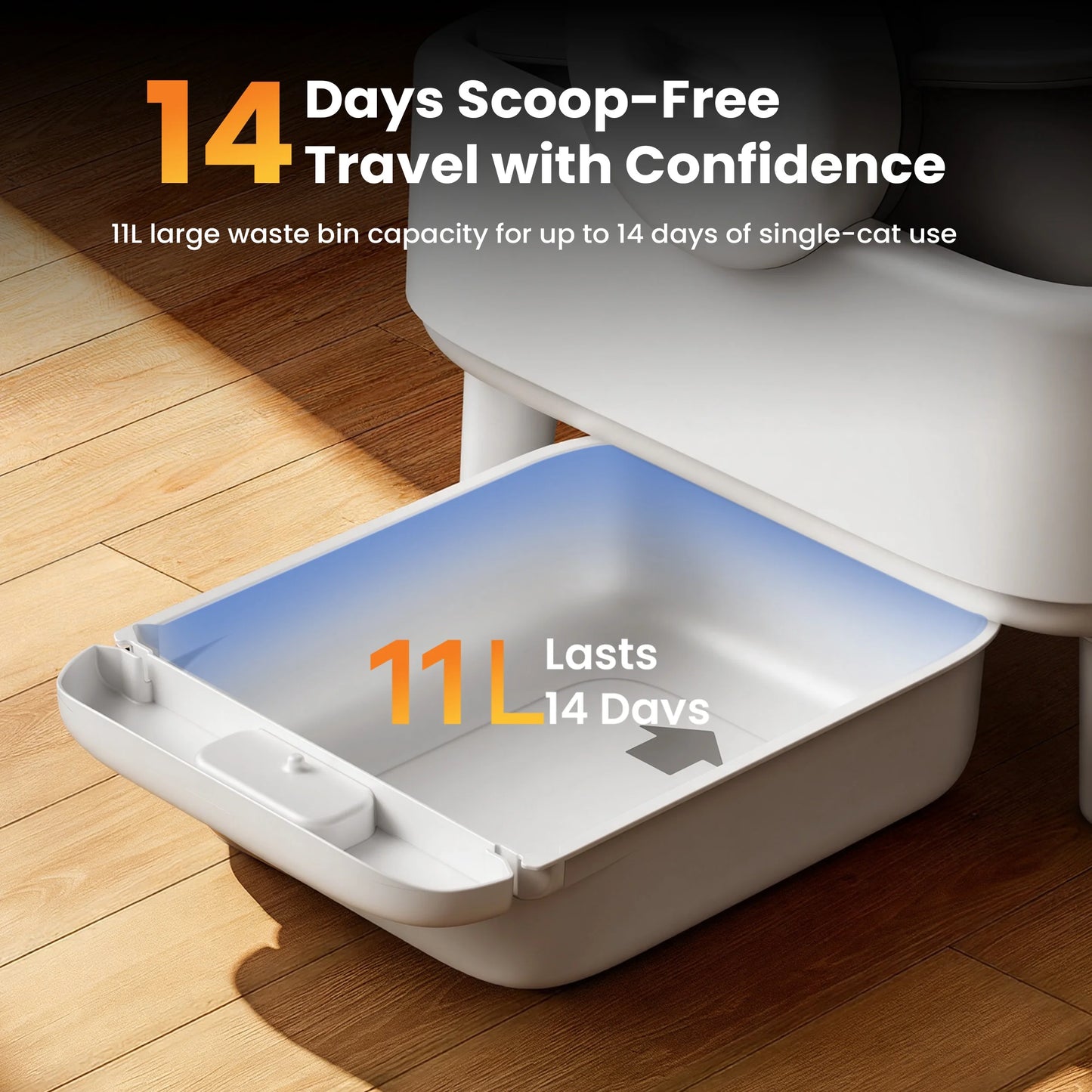 AB01 Automatic Self-Cleaning Cat Litter Box with 17 Safety Sensors for Multiple Cats - Open Top Design in White