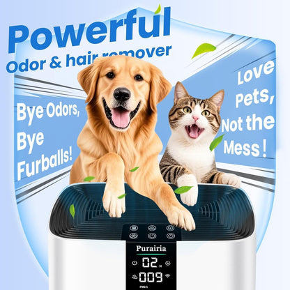 HEPA Air Purifier for Large Rooms up to 2400 Sq.Ft, Smart Air Cleaner with Sleep Mode, App Control, and Air Quality Sensor for Pets, Hair, Dander, and Odor - Bright White