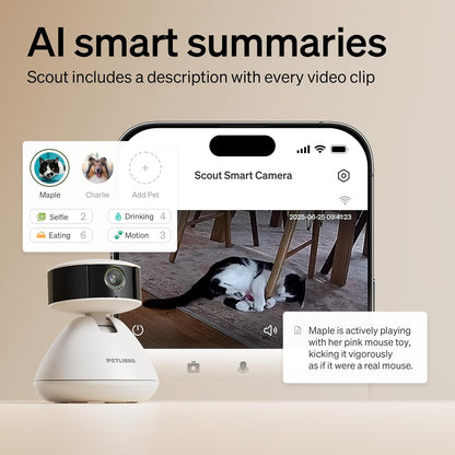 PETLIBRO AI Indoor Dog Camera with Mobile App - Multi-Pet Recognition, Daily Activity Analysis, Smart Summaries, 360° View, 1080P Night Vision, 2-Way Audio, WiFi Enabled Cat Cam