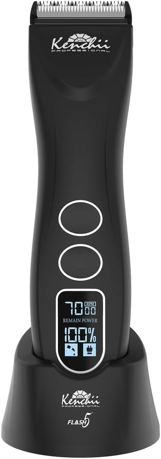 Flash 5 Matte Black 5-in-1 Pet Grooming Clipper with Digital LCD Display and Stay-Cool Blade for Precision Grooming - Ergonomic Design for Trimming and Shaping