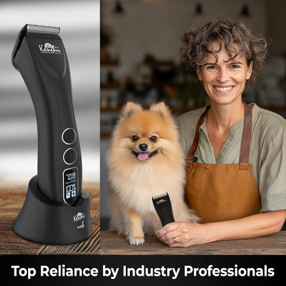 Flash 5 Matte Black 5-in-1 Pet Grooming Clipper with Digital LCD Display and Stay-Cool Blade for Precision Grooming - Ergonomic Design for Trimming and Shaping